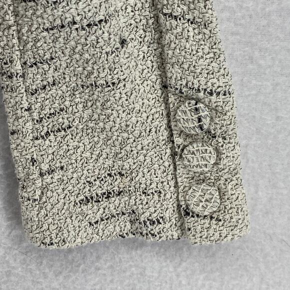 EILEEN FISHER Jacket S Tweed Blazer Cardigan Draped Open Front Off White - Picture 8 of 14